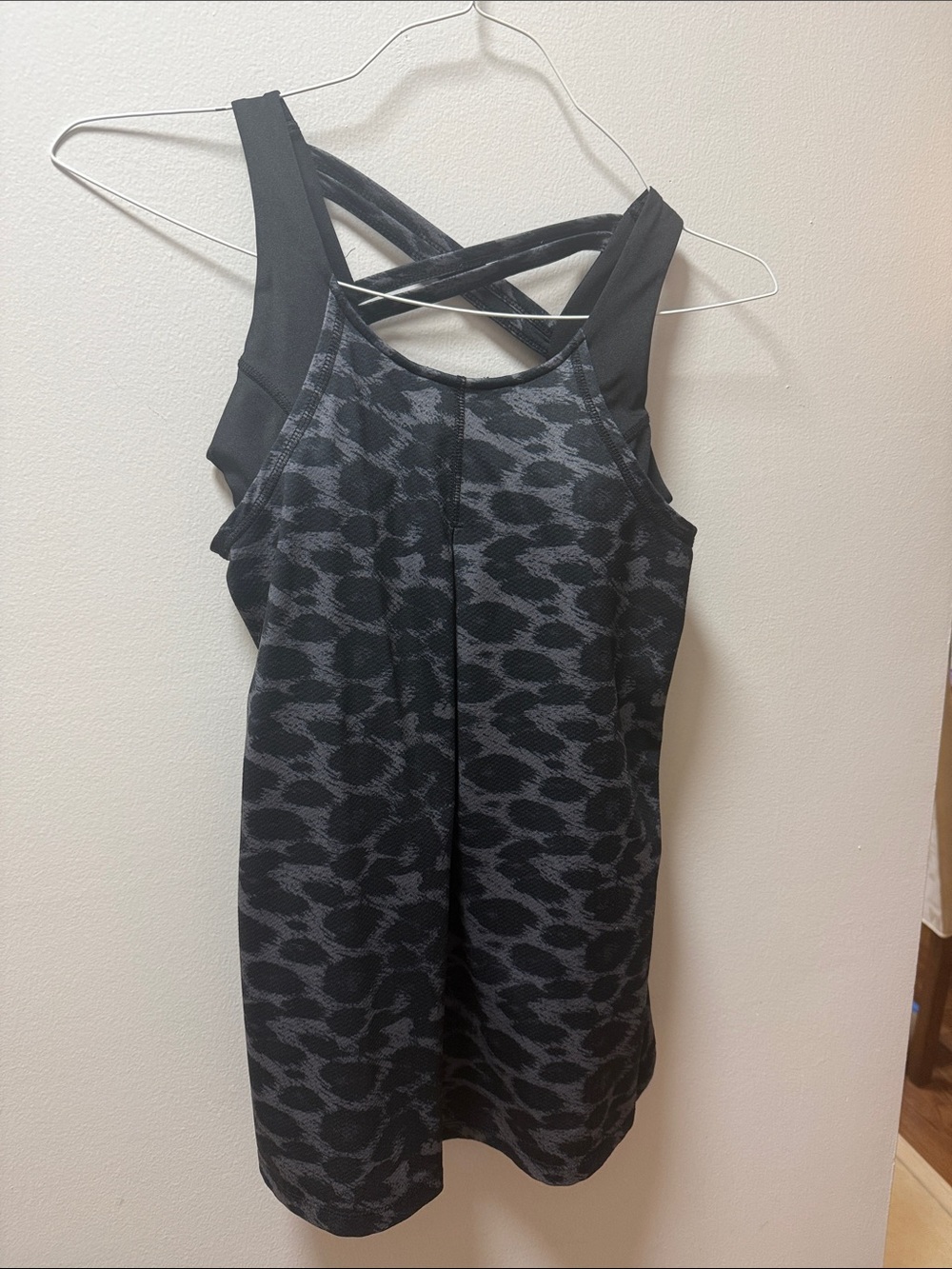 Jockey Black and Gray One-Shoulder Athletic Tank with Crisscross Back